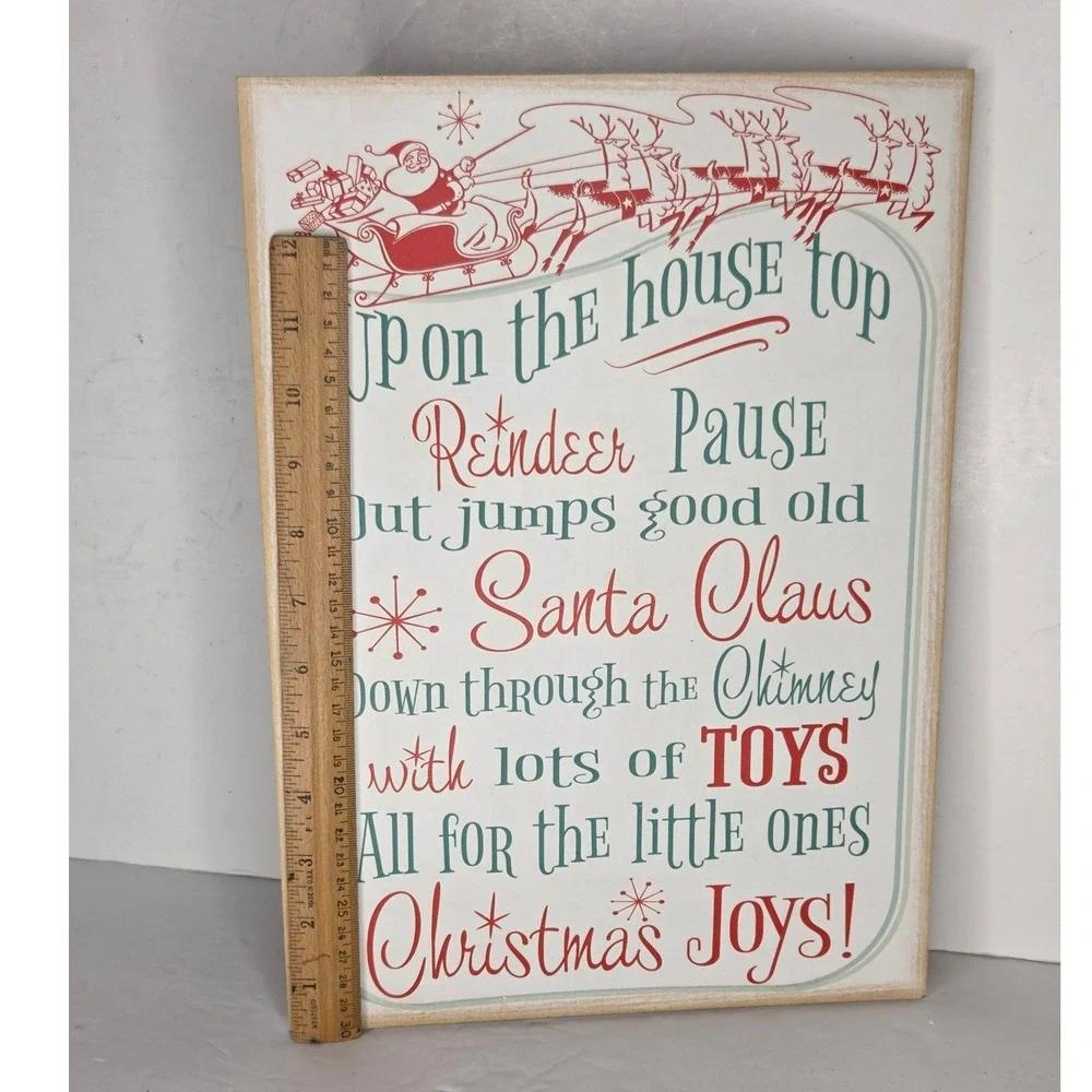 Ashland Christmas Up On The House Top Wood Wall Decor Sign Vintage Retro Style